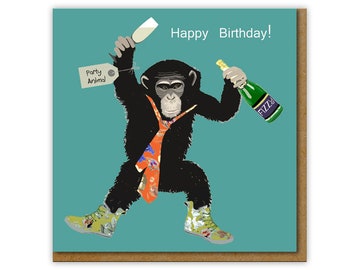 Funny Birthday card, Party animal Birthday card, Fun birthday card for him