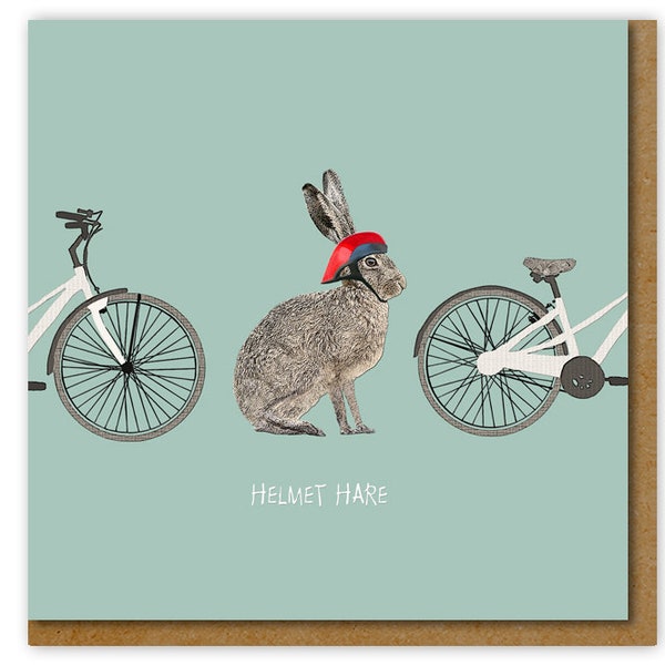 Helmet Hare card, Funny card for cyclist