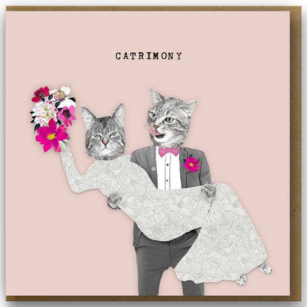 Cat wedding card, Catrimony, Fun Wedding card for cat lover,