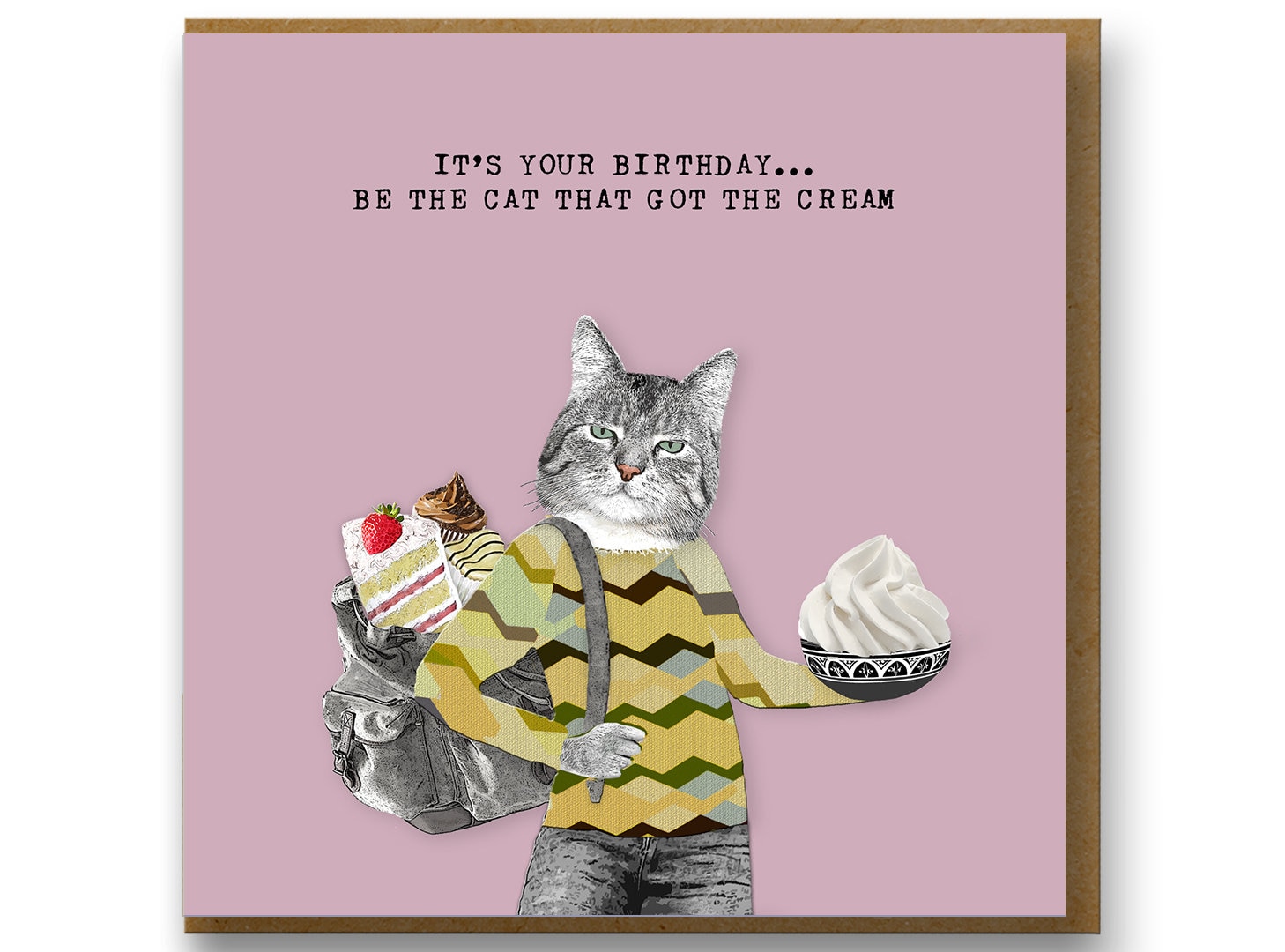 Punny Cat Birthday Card, Be the Cat That Got the Birthday