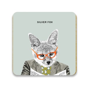 Funny Coaster for older man, Stocking filler, silver fox coaster. Coaster for a grey haired man, Postable gift, Novelty gift for him