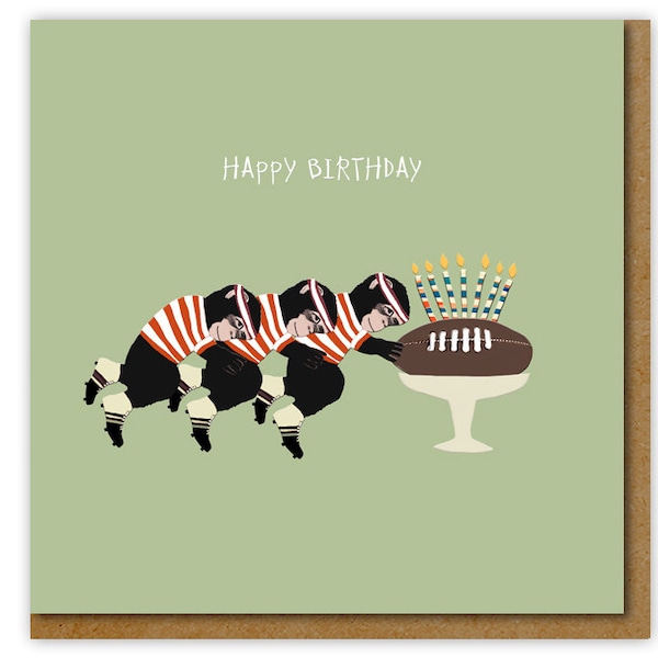 Funny card for rugby fan, Rugby Birthday card, cute rugby card