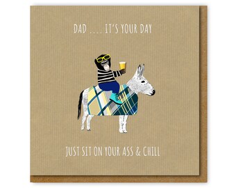 Funny Father's Day or Birthday Card For Dad, Just sit on your ass and chill Dad card, Beer loving Dad