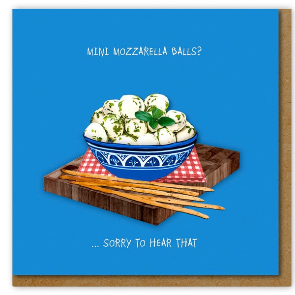 Mini Mozzarella Balls Birthday Card, Funny card for a foodie