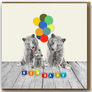 Cute New Baby Card, New baby card with bears