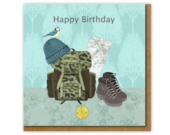 Walking Birthday card, Card for a walker, Outdoors Type, Hiking, Orienteering, Scouting