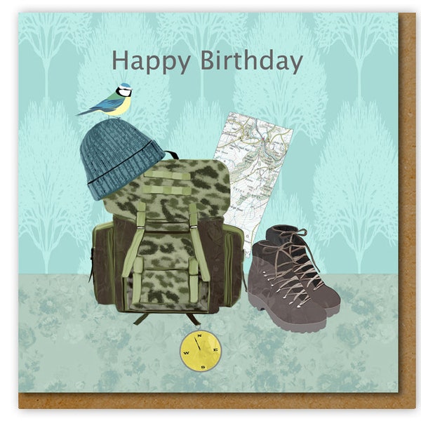Walking Birthday card, Card for a walker, Outdoors Type, Hiking, Orienteering, Scouting