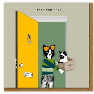 Happy New Home Card, Moving house with cat card