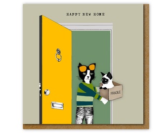 Happy New Home Card, Moving house with cat card