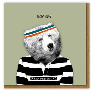 Funny card for Rugby fan, What the ruck, How old? Birthday card, Funny card for him