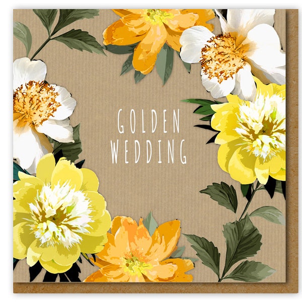Golden Wedding Anniversary Card, 50th Wedding Anniversary Card