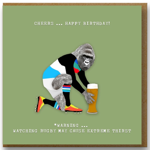 Funny Birthday card for a rugby fan, Rugby Birthday card