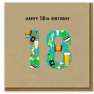 Happy 18th Birthday card, Beer drinking