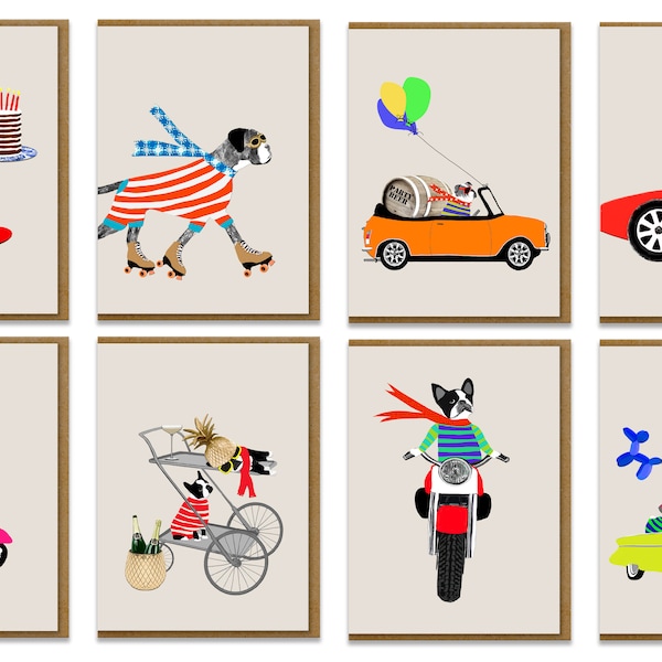 Pack of 8 Dogs on Wheels Notecards, Notecards for dog lovers, Funny  Notecards featuring dogs