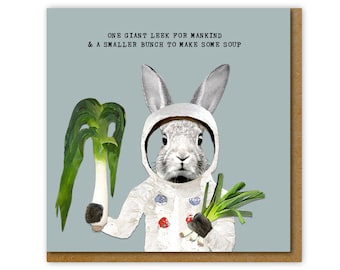 Funny card for gardener or allotment owner, One giant leek....Birthday card, Funny card for astronomy fan