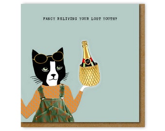 Funny Birthday card for Cat owner, Cat lady, Lost youth Birthday card