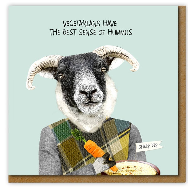 Funny card for vegetarian, Vegetarian Birthday card, Sense of hummus