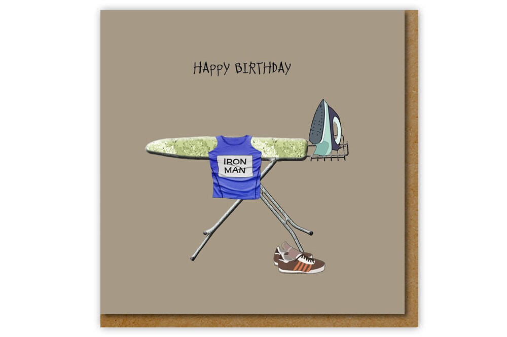 Iron Man Birthday Card, Funny Card For Domesticated Man Or Athlete Hoodyx Style
