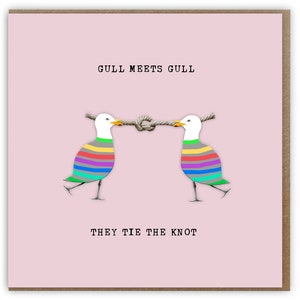 Mrs and Mrs wedding card, Gay wedding card, Gull meets gull they tie the knot