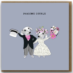 Pawsome couple wedding card, Fun Wedding card for dog lover, Modern wedding card