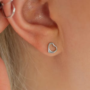 Open Heart Stud Earrings, Sterling Silver Stud Earring, Sweet Heart Earrings, Fun Jewellery, Dainty Earrings, Best Friend Gift, Gift for Her