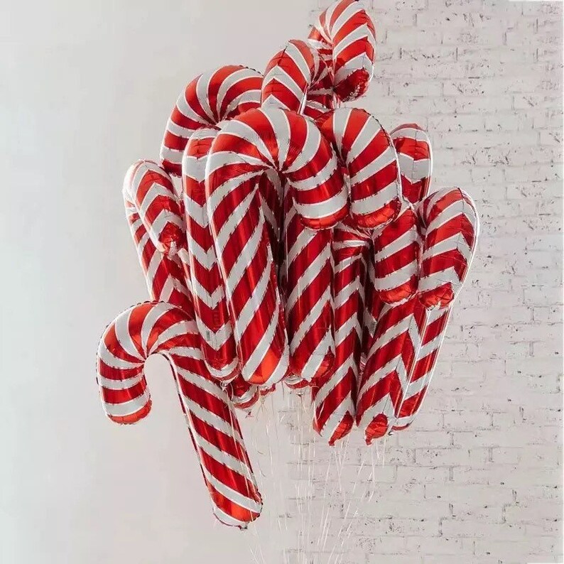 Large Christmas Candy Cane Foil Balloons Santa Claus Canes Etsy UK