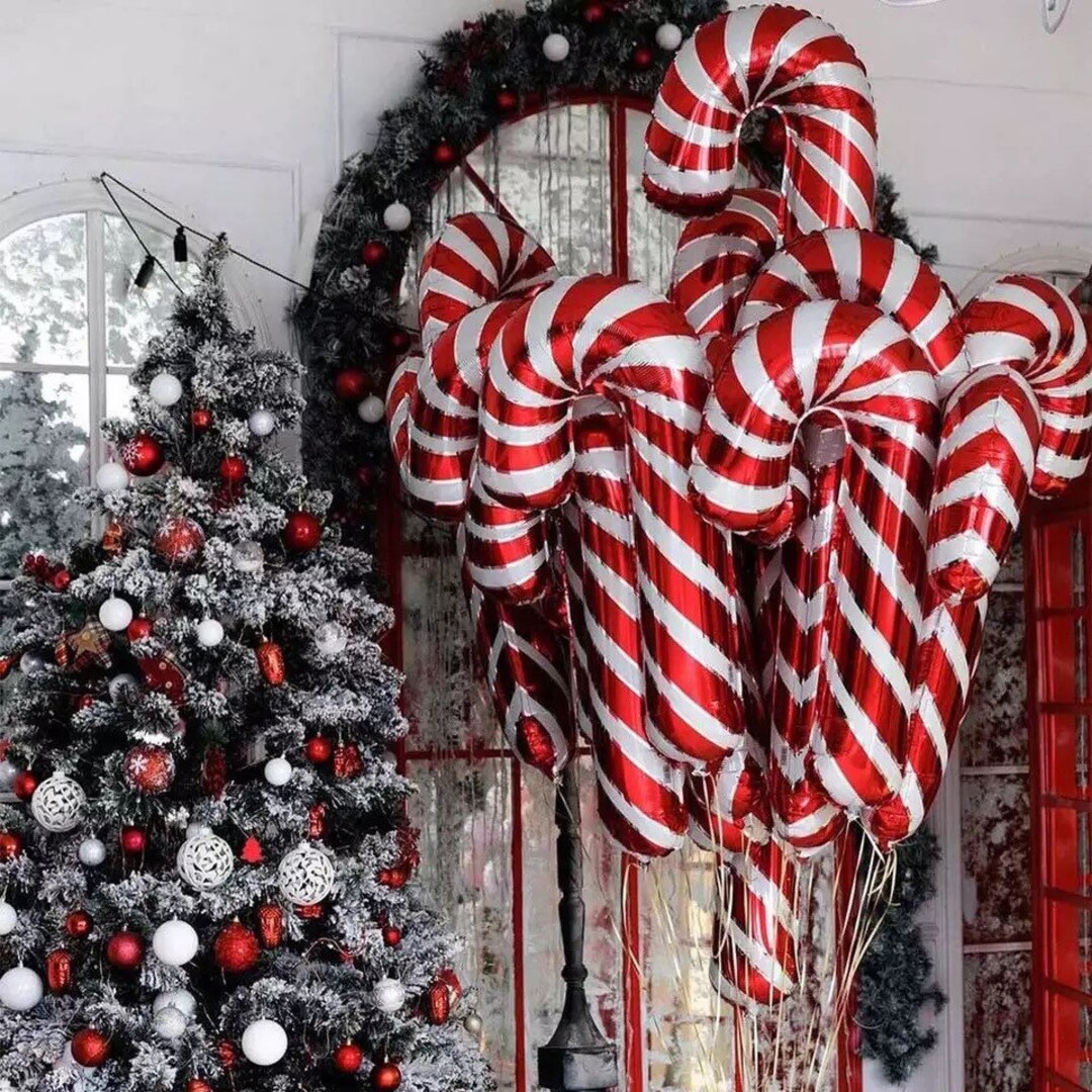 Large Christmas Candy Cane Foil Balloons Santa Claus Canes Etsy UK