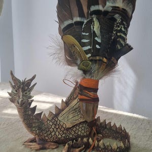 Turkey & Mixed Feathers on Driftwood - Handmade Smudging Feather - Altar Decoration