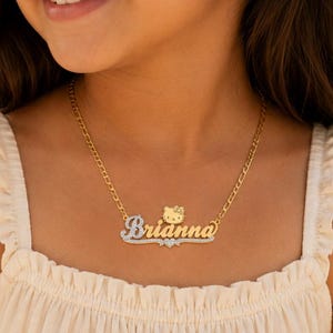 Collar con nombre de Hello Kitty: Collar con nombre personalizado, joyería personalizada de acero inoxidable.