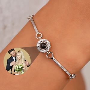 Photo Projection Bracelet for Women, REAL 925 Sterling Silver Photo Bracelet, Valentines Gifts, Engagement Present, Girlfriend/Wife