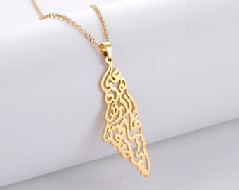 Palestine Necklace, Arabic Calligraphy Necklace, Islam, Muslim, Palestine Jewelry, Support Palestine, For Men and Women
