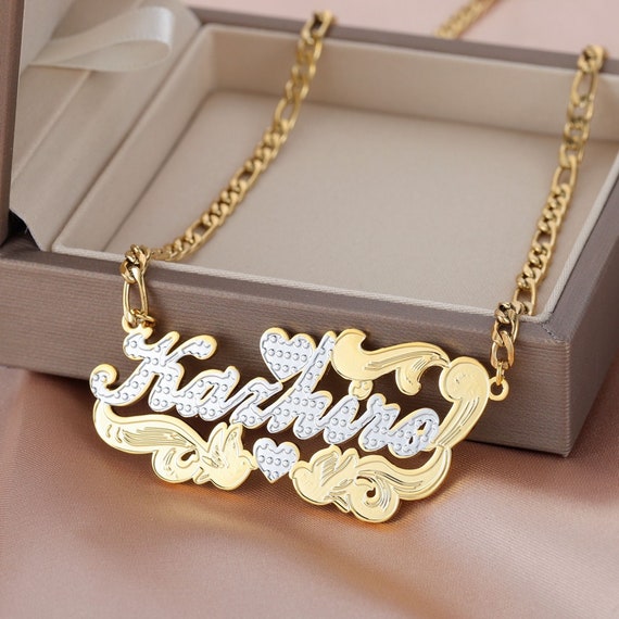 Two tone name necklace deals