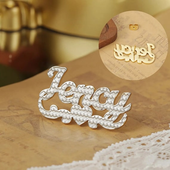 Name plate earrings studs deals