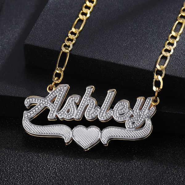 Custom Name Necklace, 14K Gold filled Name Plate, Double Plated Name Necklace, WATERPROOF Non Tarnish, Anniversary/Valentines Gift for Her