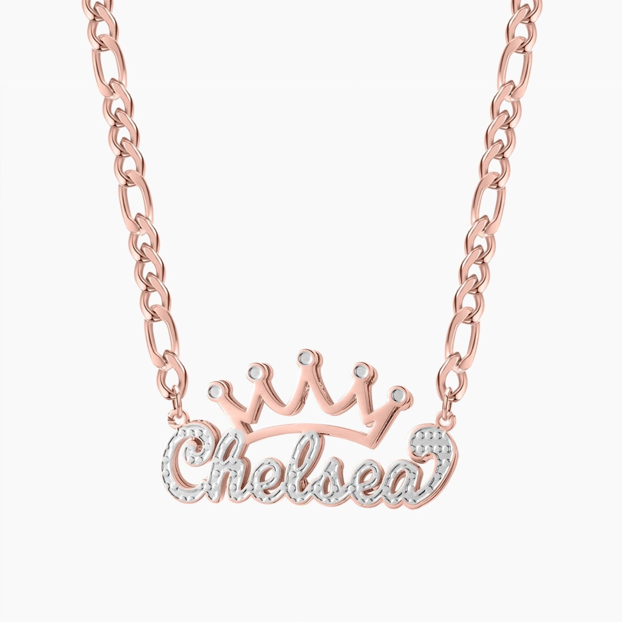 Double Plated Crown Name Necklace Personalized Jewelry Custom
