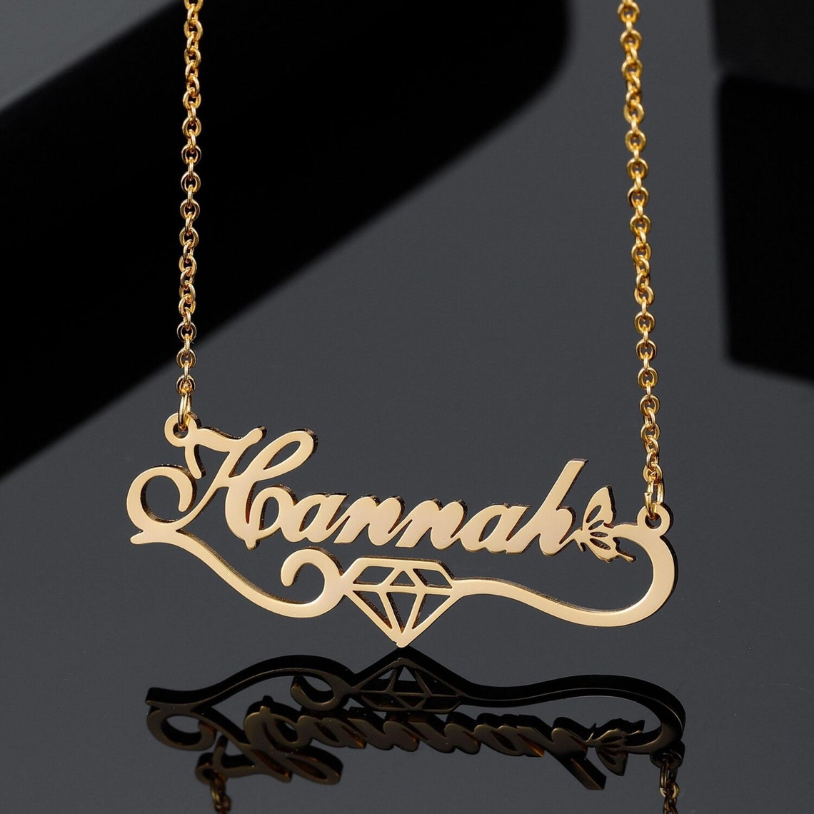 Nameplate necklace real gold Clearance