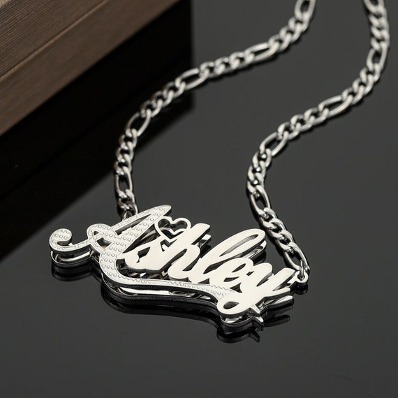 Silver Name Necklace Silver Name Chain Double Plated Name Necklace Engraved Necklace Custom Personalized Waterproof Jewelry Etsy