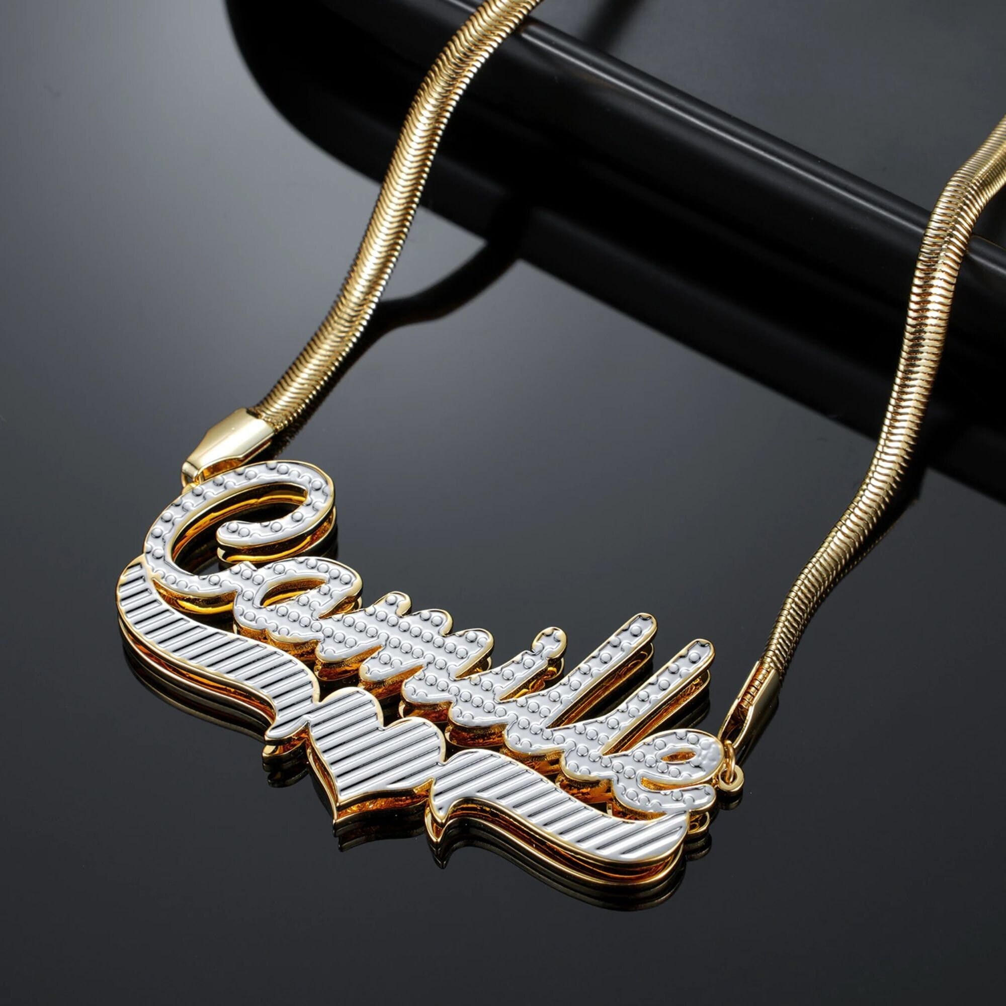 14k gold double plated name necklace online