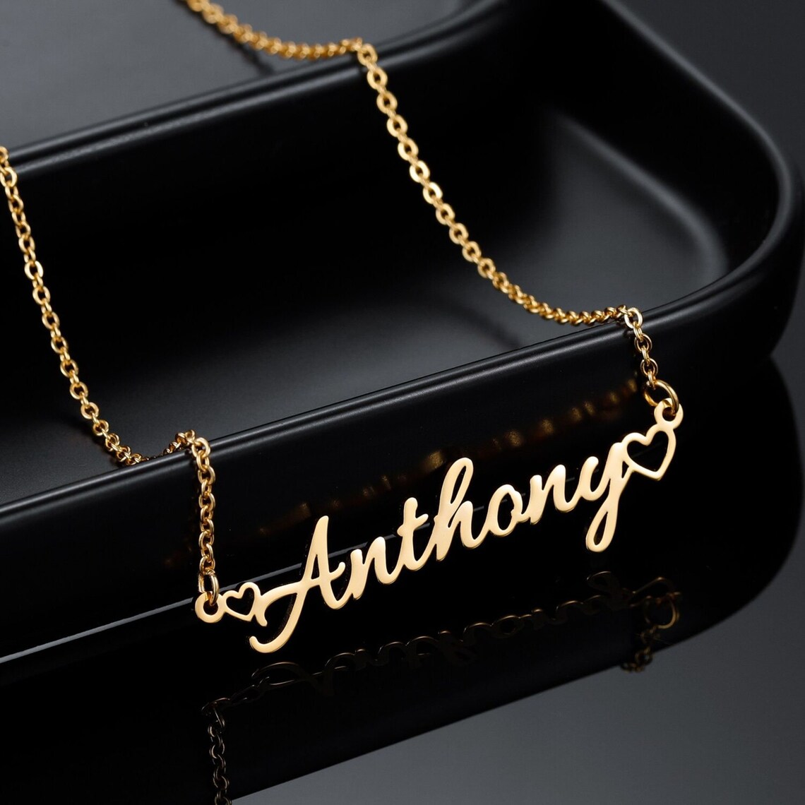 Custom Real 14K Gold Name Necklace Nameplate Necklace With Etsy