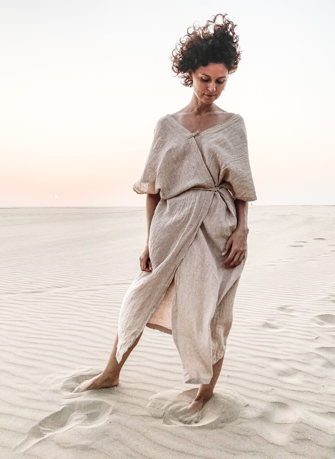 Khadi Cotton Kimono Dress  Boho Wrap Kaftan, Yoga Clothes - Etsy