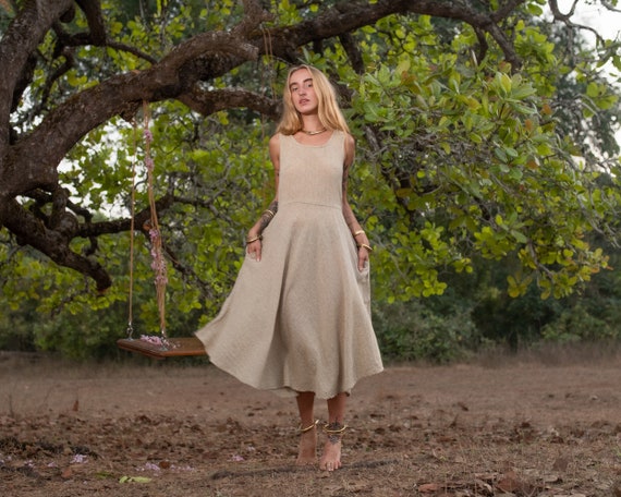 beige cotton maxi dress Floral Cotton Dress main image 0