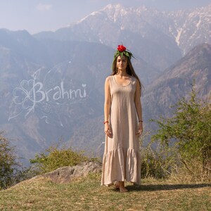 chinese dress ladies Green Cotton Maxi Dress with Belt Small main image 1