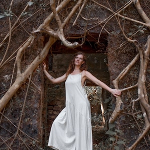Boho style Maxi  Baggy Raw Cotton Khadi White Colour Sleeveless Long Comfy Jumpsuit Hippie Outfit Oversize  Woman Overall