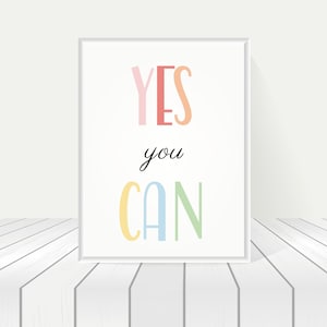 Sí puedes, arte de pared imprimible, arte de pared inspirador, sí puedes arte de pared, sí puedes imprimible, arte de pared moderno, dicho motivacional
