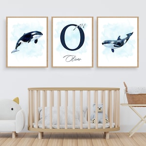 Personalized Name Print, Custom Orca Name Print, Custom Whale Name Poster, Whale Baby Name, Personalized Whale Name, Ocean Nursery Decor