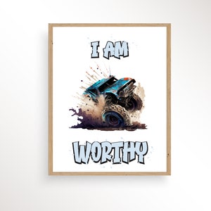 Monster Truck, Aquarell Kinderzimmer Dekor, Monster Truck Wandkunst, Jungen Zimmer Dekor, Geburtstagsgeschenk, Monster Truck digitales Poster