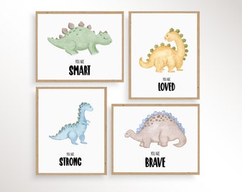 Dinosaur Poster, Dinosaur Print, Dinosaur Bedroom Decor, Dinosaur Wall Art, Dinosaur Nursery Prints, Nursery Decor, Toddler Decor, Set Of 4