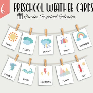 16 cartes météo, cartes flash météo, cartes flash pour tout-petits, cartes météo, activité météo préscolaire, activité météo imprimable pour enfants