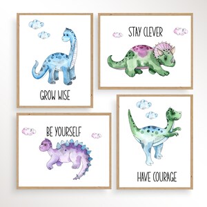 Set Of 4 Dinosaur Poster, Dinosaur Print, Dinosaur Decor, Dinosaur Wall Art, Dinosaur Baby Posters Prints, Nursery Decor, Toddler Decor,