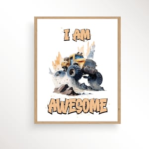 Monster Truck Wandkunst, Aquarell Monster Truck, Geburtstagsgeschenk, Monster Truck Party Print, Kinderzimmer Wandkunst, Monster Truck
